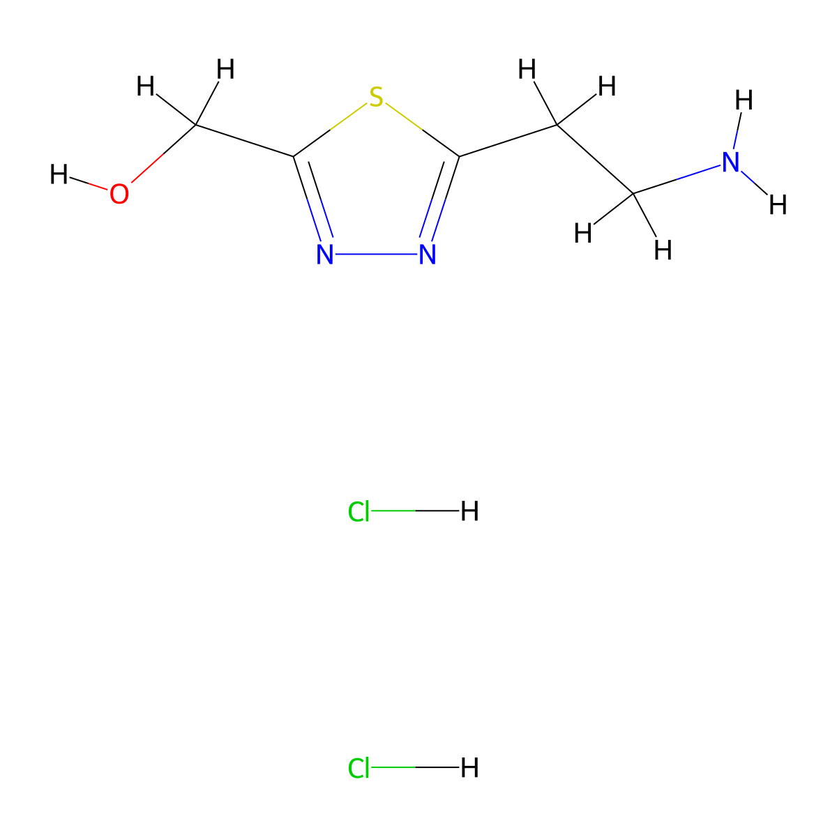 [5-(2-Aminoethyl)-1,3,4-thiadiazol-2-yl]methanoldihydrochloride molecular structure, CAS 2411263-28-8