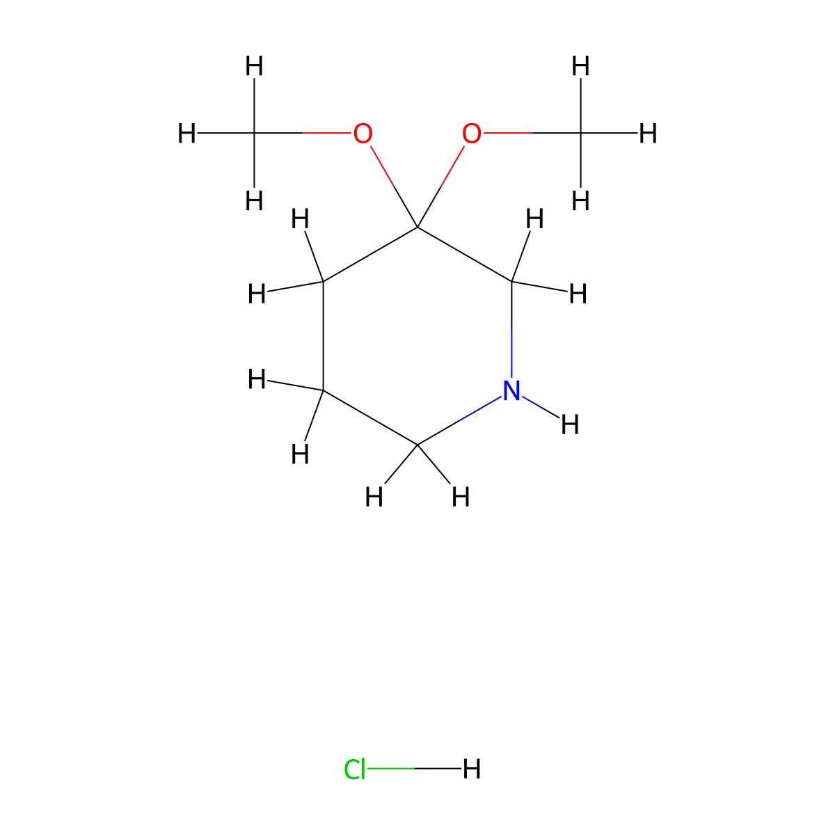 3,3-Dimethoxypiperidine hydrochloride molecular structure, CAS 2411265-00-2