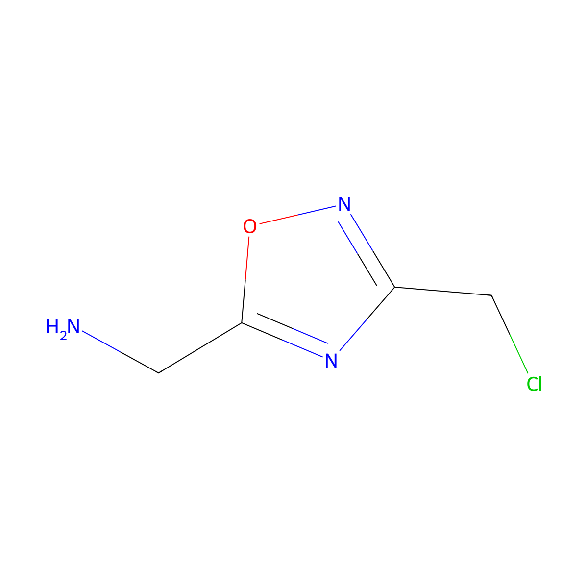 1-[3-(Chloromethyl)-1,2,4-oxadiazol-5-yl]methanamine molecular structure, CAS 2411265-24-0