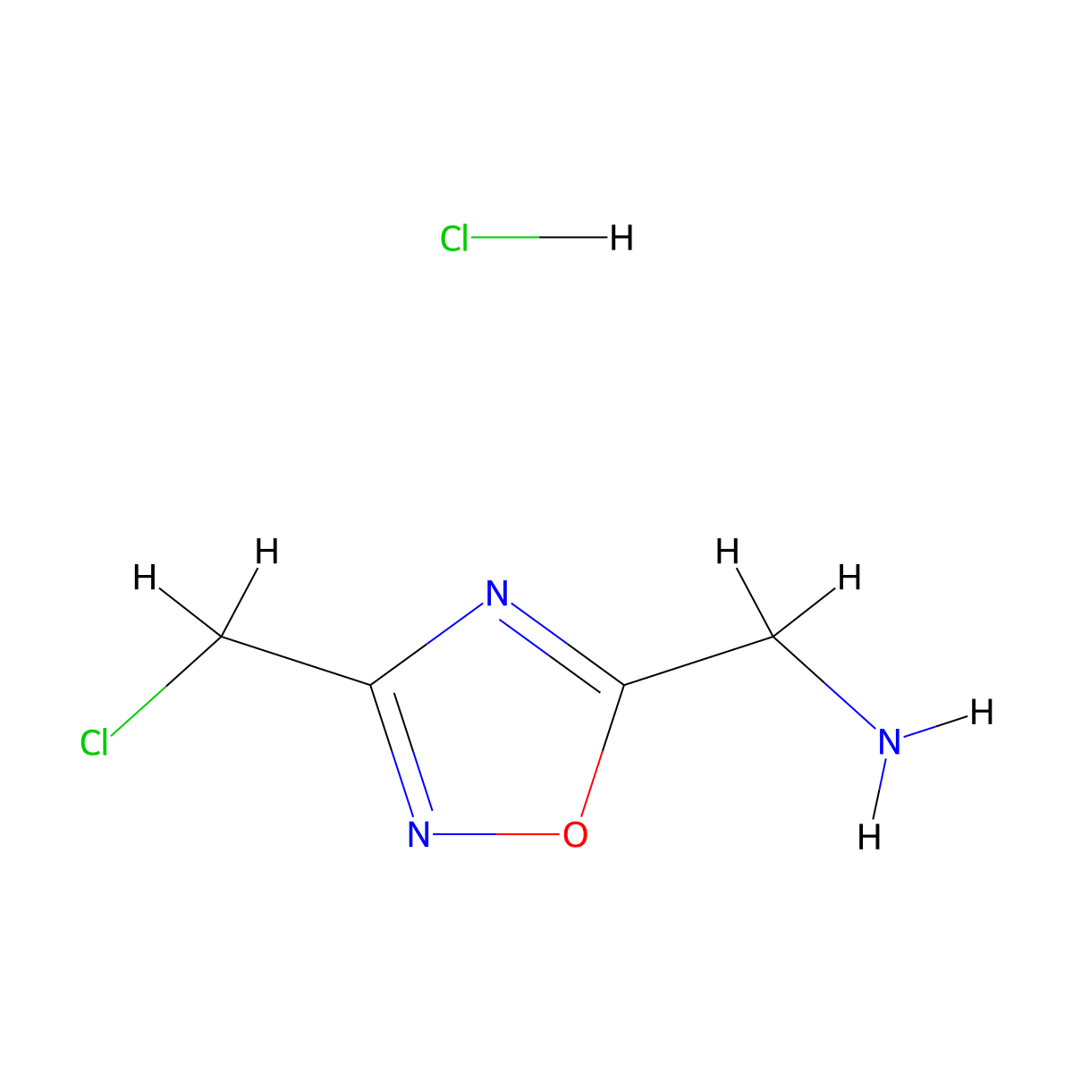 1-[3-(Chloromethyl)-1,2,4-oxadiazol-5-yl]methanamine hydrochloride molecular structure, CAS 2411265-25-1