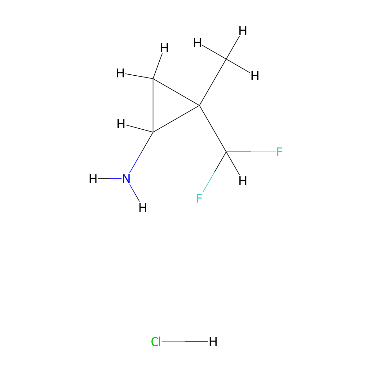 2-(Difluoromethyl)-2-methylcyclopropan-1-amine hydrochloride molecular structure, CAS 2411265-47-7