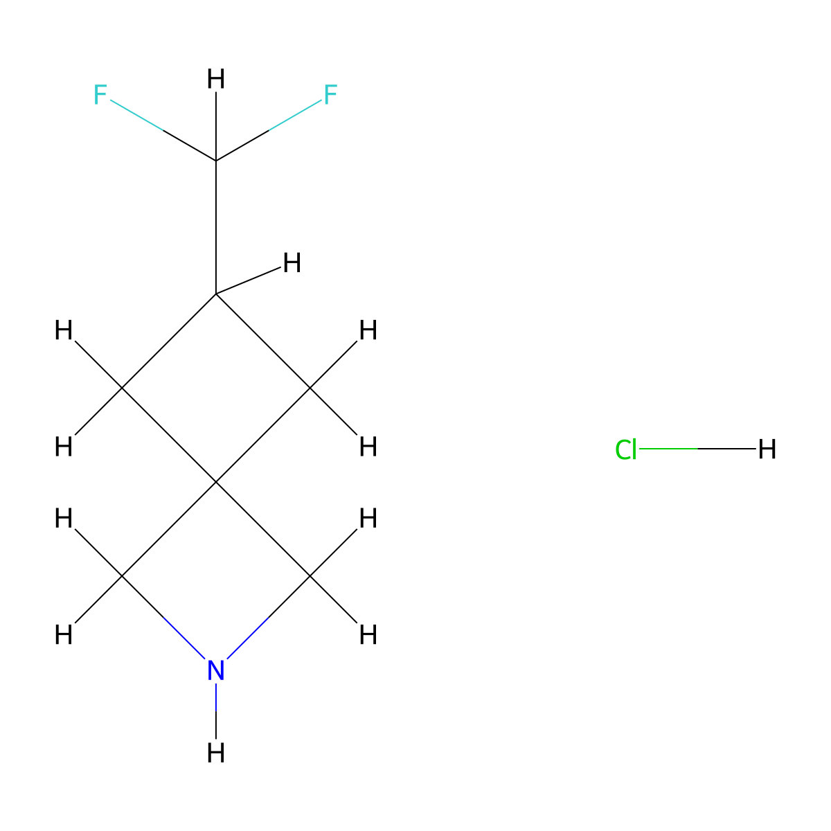 6-(Difluoromethyl)-2-azaspiro(3.3)heptane hydrochloride molecular structure, CAS 2411265-54-6