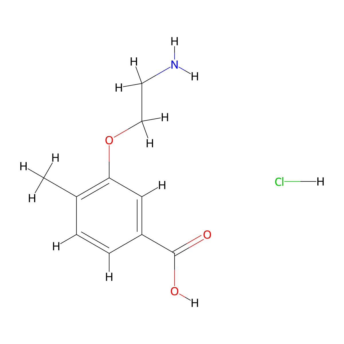 3-(2-Aminoethoxy)-4-methylbenzoic acid;hydrochloride molecular structure, CAS 2411266-30-1