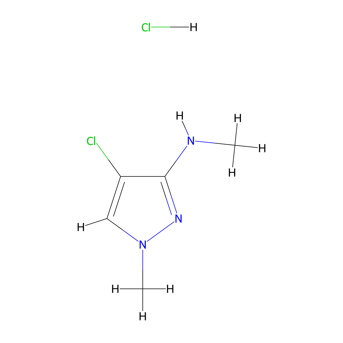 4-Chloro-N,1-dimethylpyrazol-3-amine;hydrochloride molecular structure, CAS 2411267-02-0