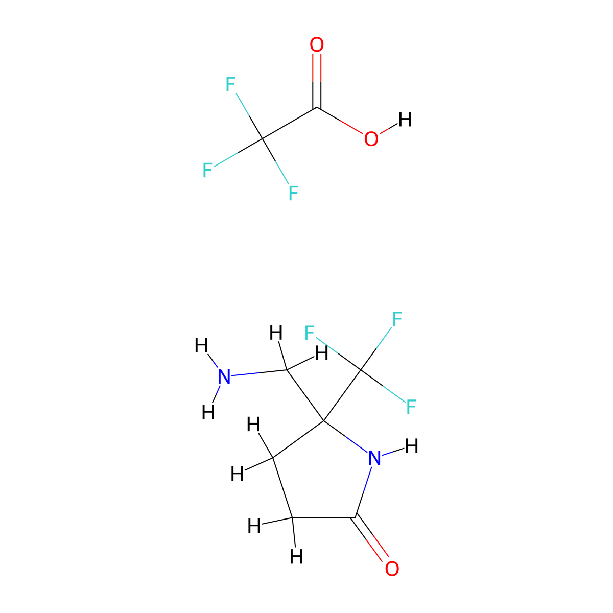5-(Aminomethyl)-5-(trifluoromethyl)pyrrolidin-2-one,trifluoroaceticacid molecular structure, CAS 2411268-58-9