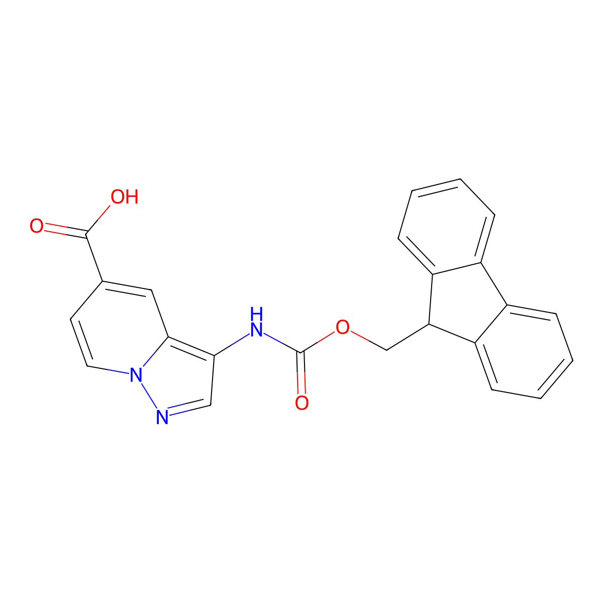 3-(9H-Fluoren-9-ylmethoxycarbonylamino)pyrazolo[1,5-a]pyridine-5-carboxylic acid molecular structure, CAS 2411269-50-4