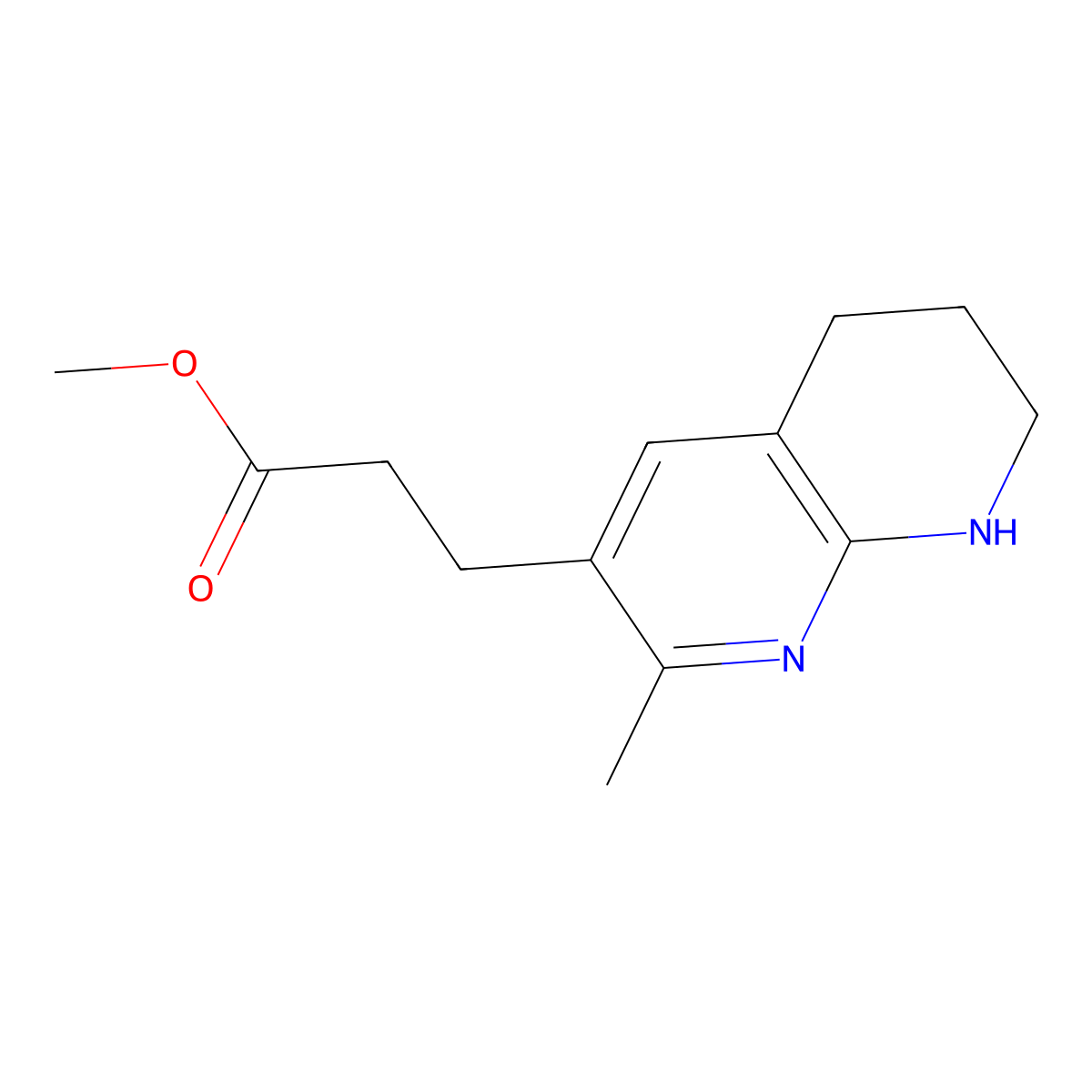 Methyl 3-(2-methyl-5,6,7,8-tetrahydro-1,8-naphthyridin-3-yl)propanoate molecular structure, CAS 2411269-55-9