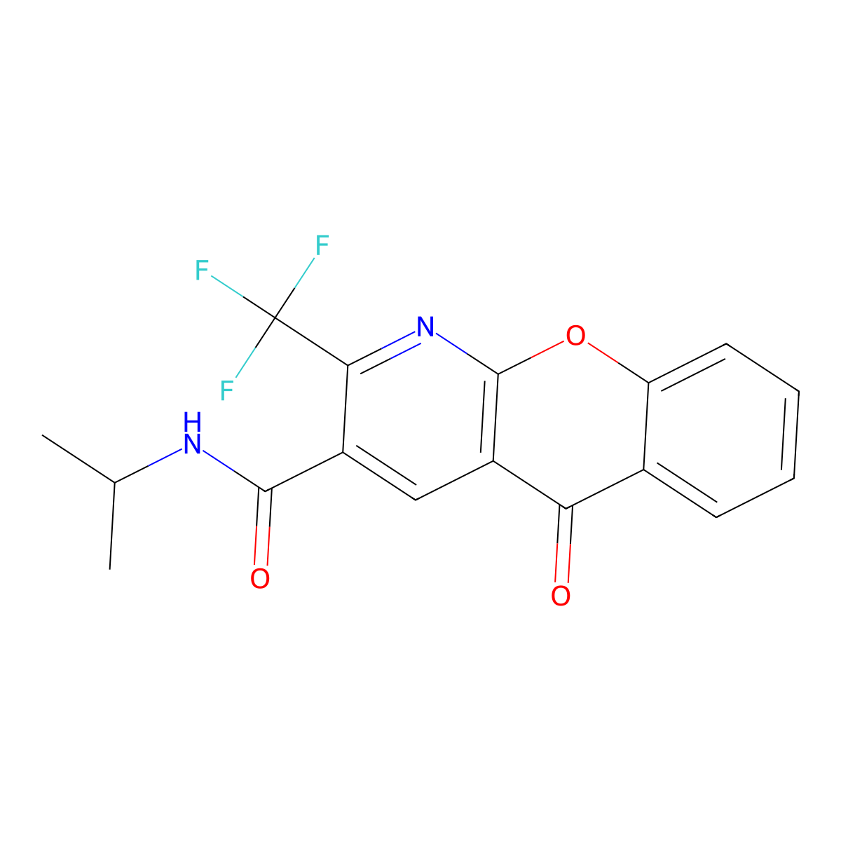 N-(1-Methylethyl)-5-oxo-2-(trifluoromethyl)-5H-[1]benzopyrano[2,3-b]pyridine-3-carboxamide molecular structure, CAS 241127-01-5
