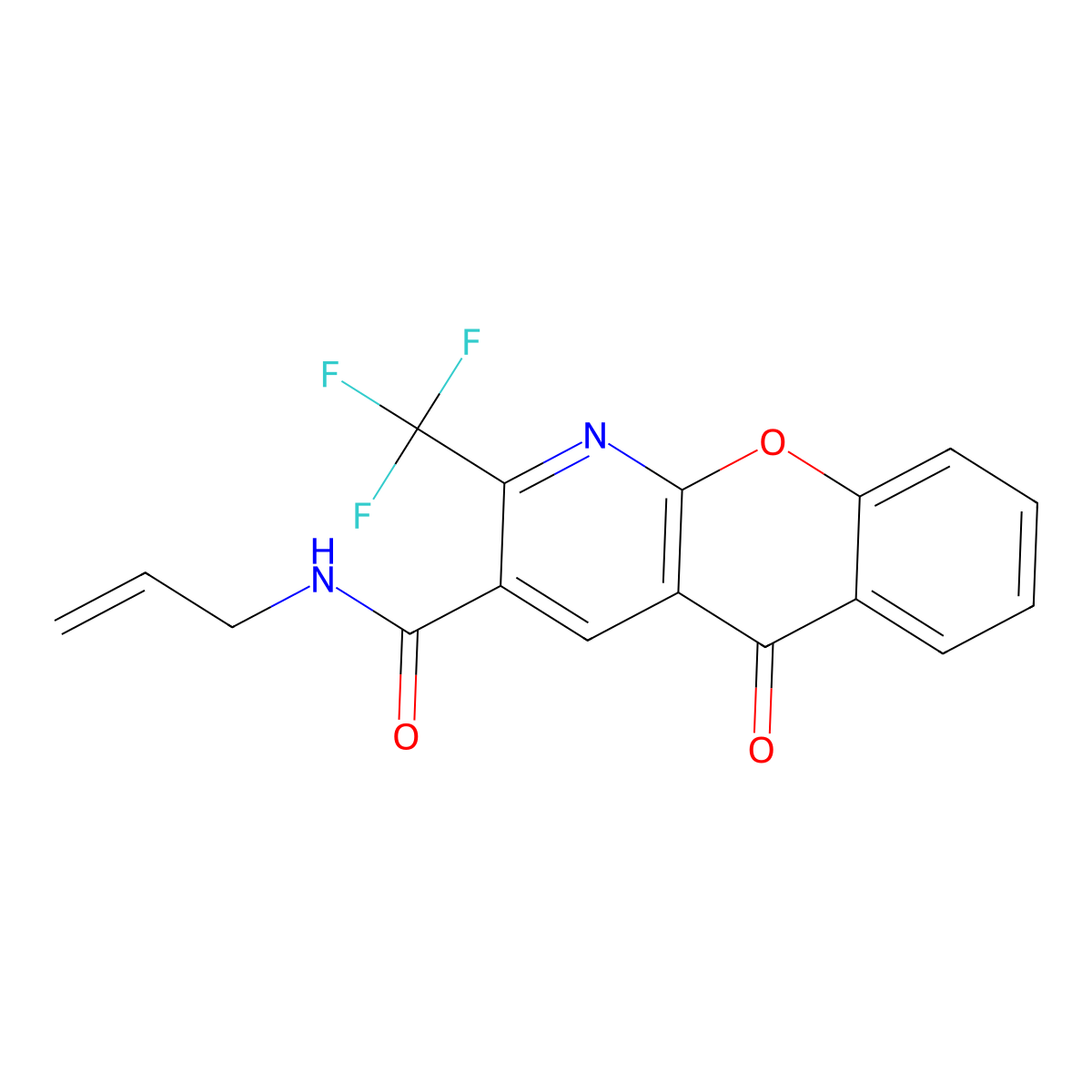 N-allyl-5-oxo-2-(trifluoromethyl)-5H-chromeno[2,3-b]pyridine-3-carboxamide molecular structure, CAS 241127-03-7