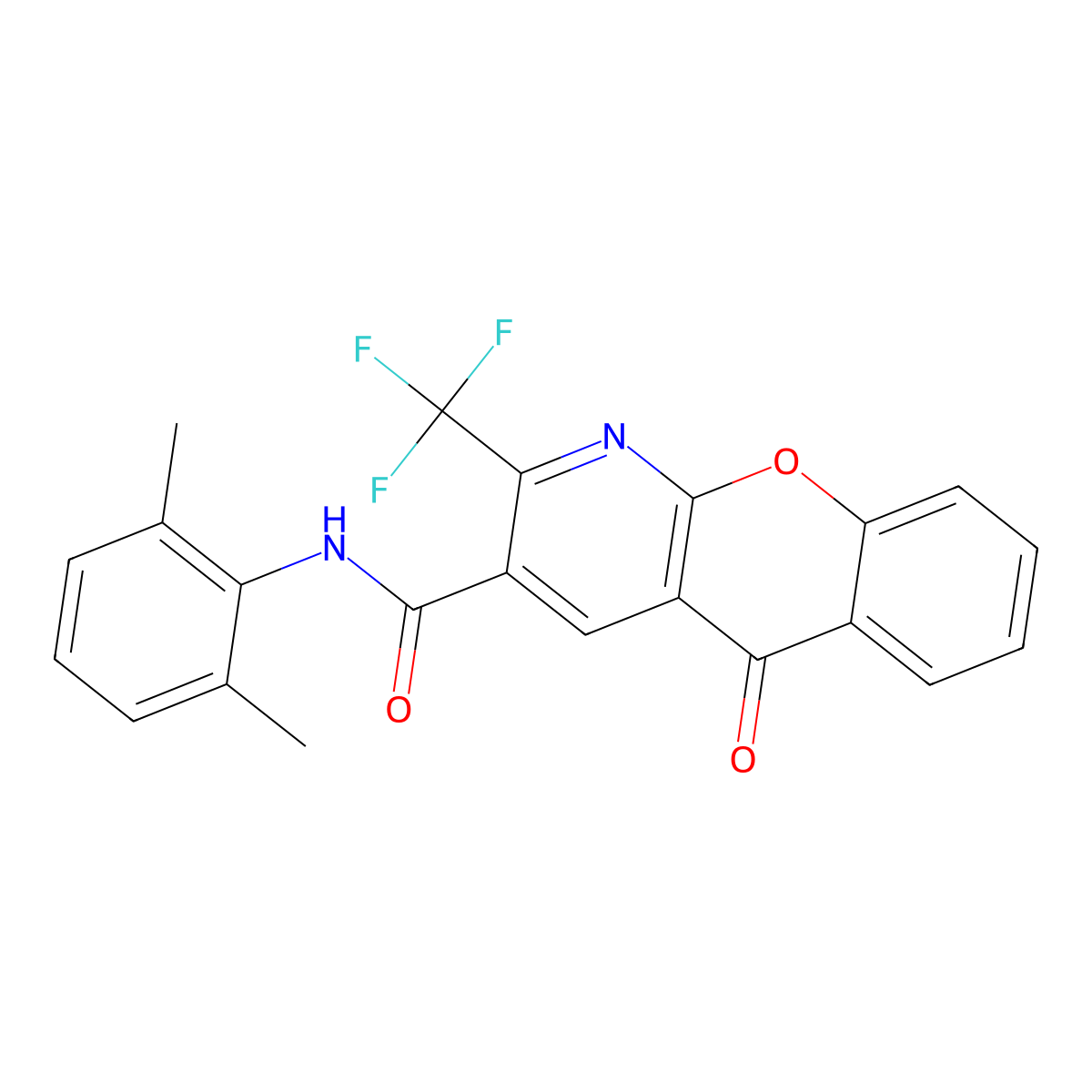 N-(2,6-dimethylphenyl)-5-oxo-2-(trifluoromethyl)-5H-chromeno[2,3-b]pyridine-3-carboxamide molecular structure, CAS 241127-04-8
