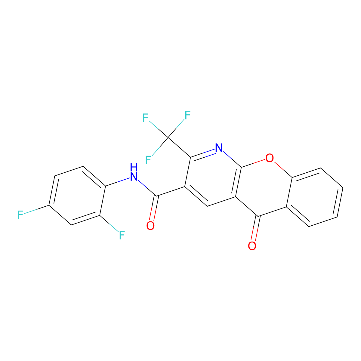 N-(2,4-difluorophenyl)-5-oxo-2-(trifluoromethyl)-5H-chromeno[2,3-b]pyridine-3-carboxamide molecular structure, CAS 241127-07-1
