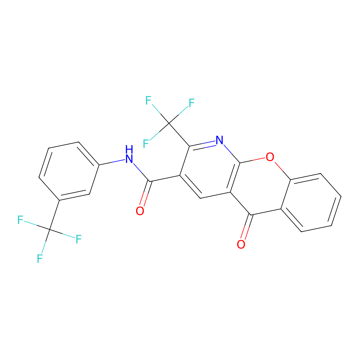 5-oxo-2-(trifluoromethyl)-N-[3-(trifluoromethyl)phenyl]-5H-chromeno[2,3-b]pyridine-3-carboxamide molecular structure, CAS 241127-08-2