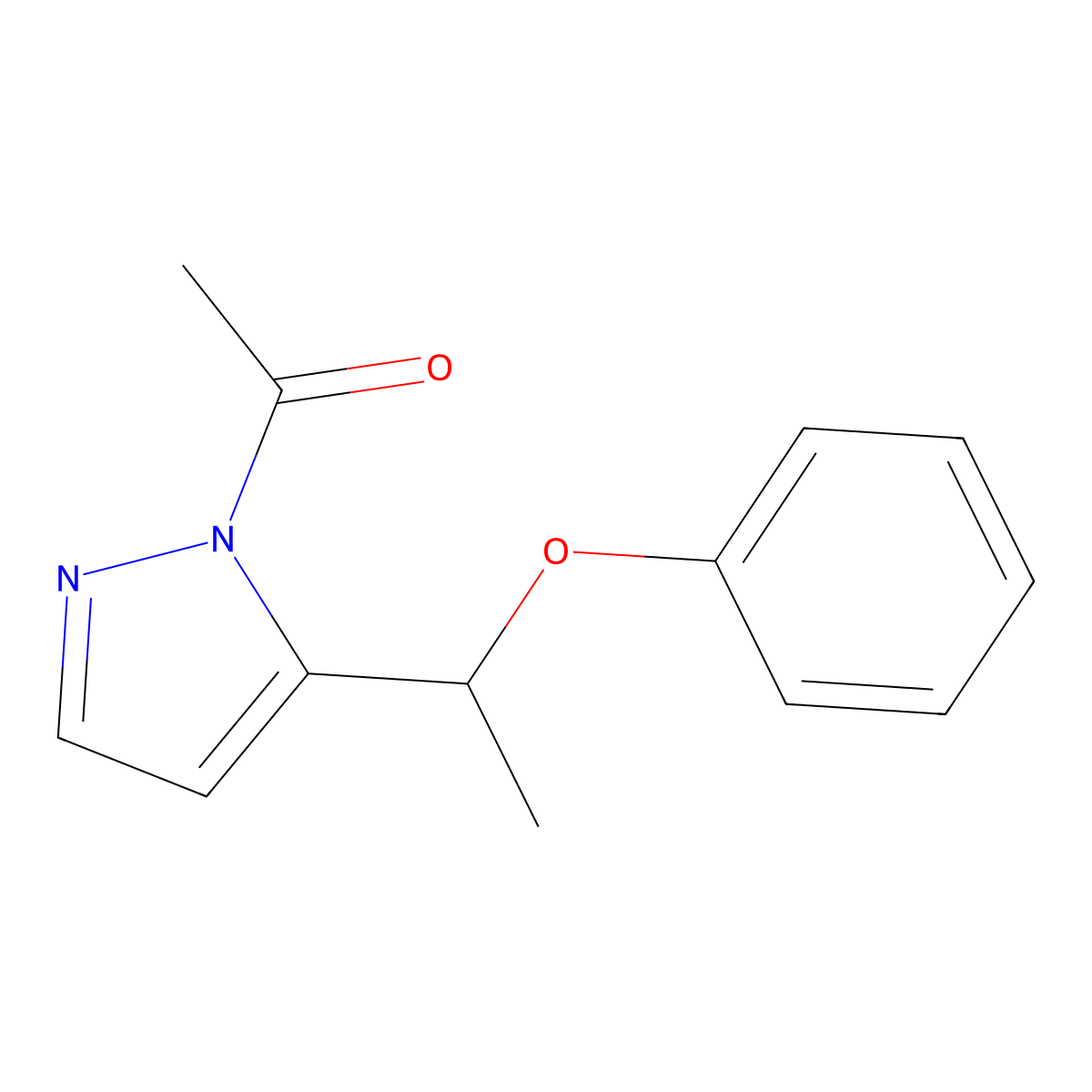 1-[5-(1-phenoxyethyl)-1H-pyrazol-1-yl]-1-ethanone molecular structure, CAS 241127-10-6