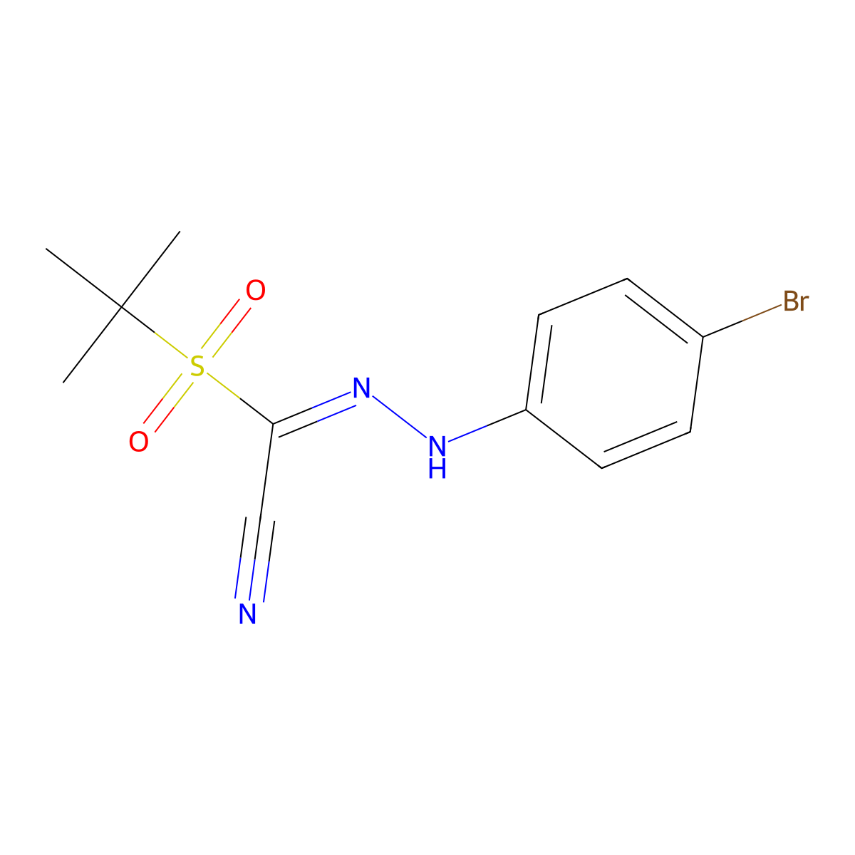 2-[2-(4-Bromophenyl)hydrazono]-2-(tert-butylsulfonyl)acetonitrile molecular structure, CAS 241127-11-7