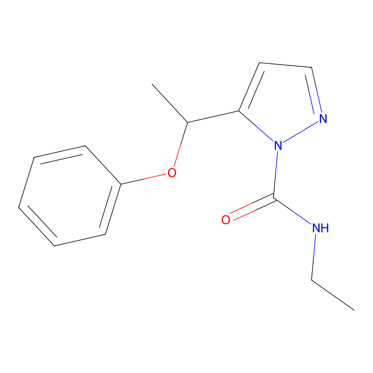 N-Ethyl-5-(1-phenoxyethyl)-1H-pyrazole-1-carboxamide molecular structure, CAS 241127-12-8