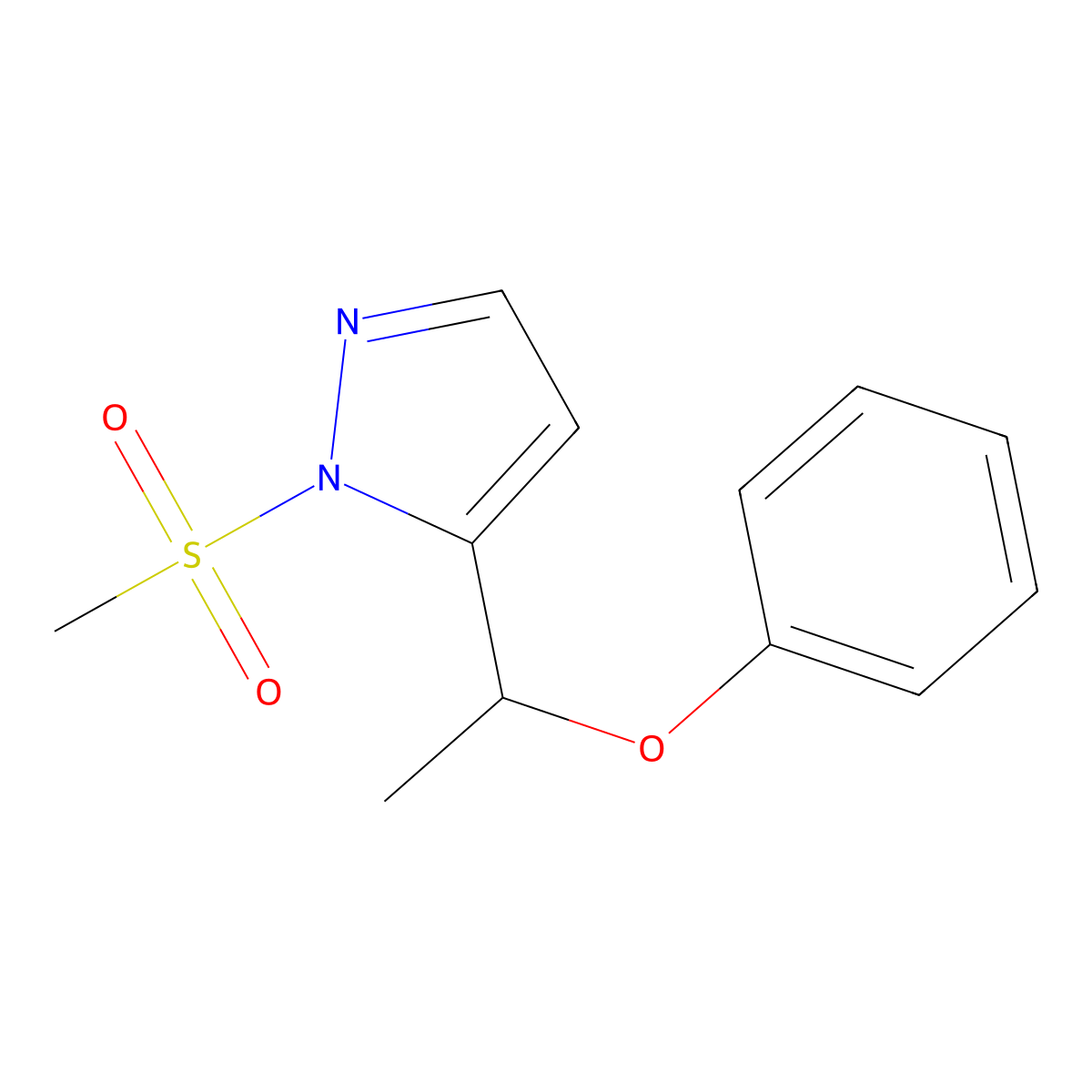 1-(methylsulfonyl)-5-(1-phenoxyethyl)-1H-pyrazole molecular structure, CAS 241127-13-9
