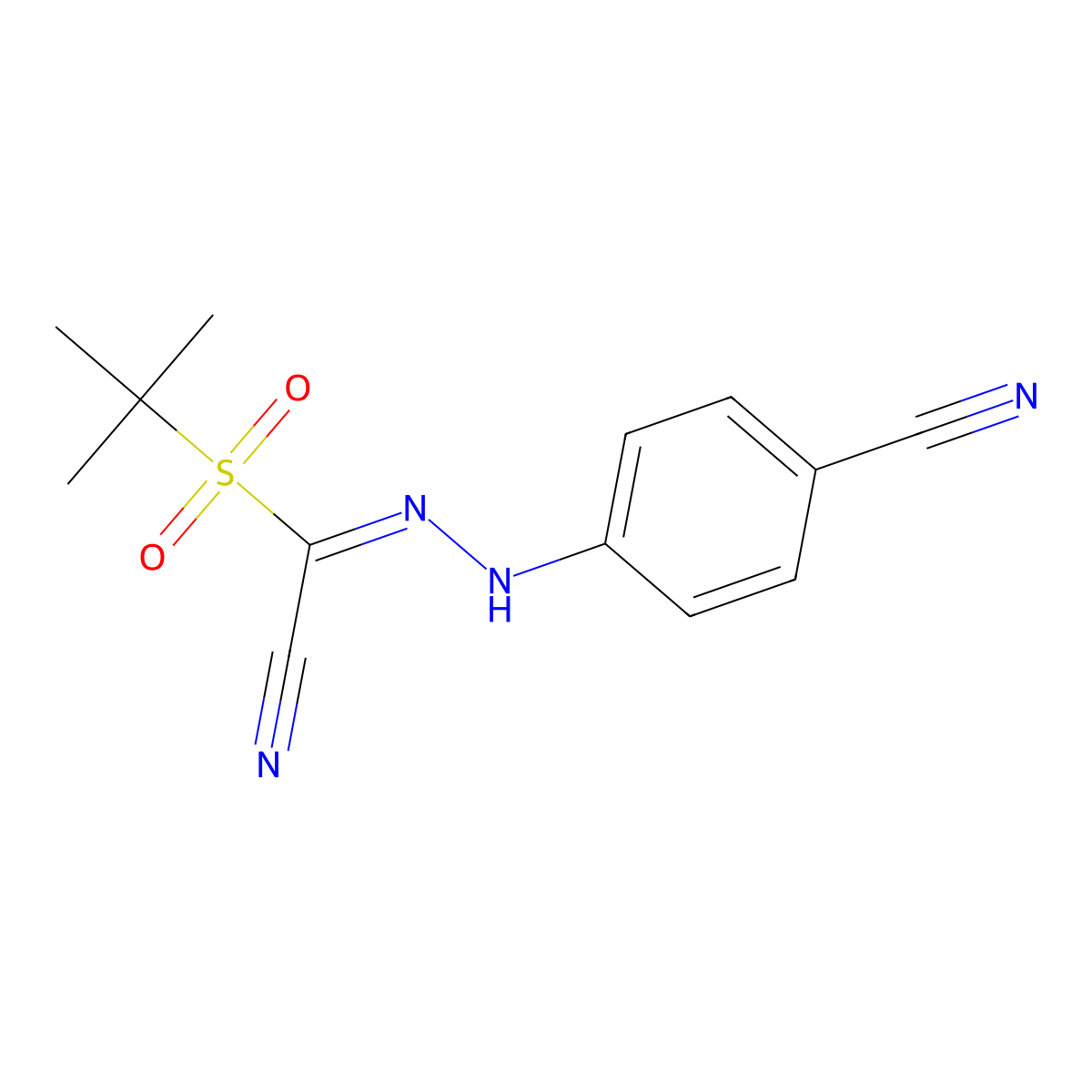 4-{2-[(Tert-butylsulfonyl)(cyano)methylene]hydrazino}benzenecarbonitrile molecular structure, CAS 241127-14-0