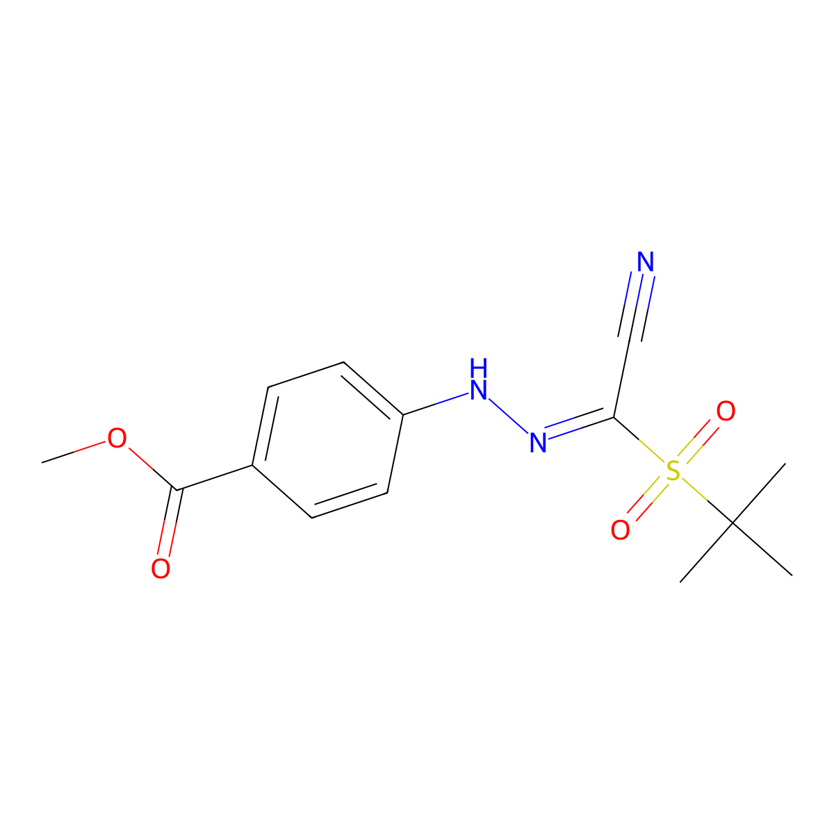 Methyl 4-{2-[(tert-butylsulfonyl)(cyano)methylene]hydrazino}benzenecarboxylate molecular structure, CAS 241127-17-3