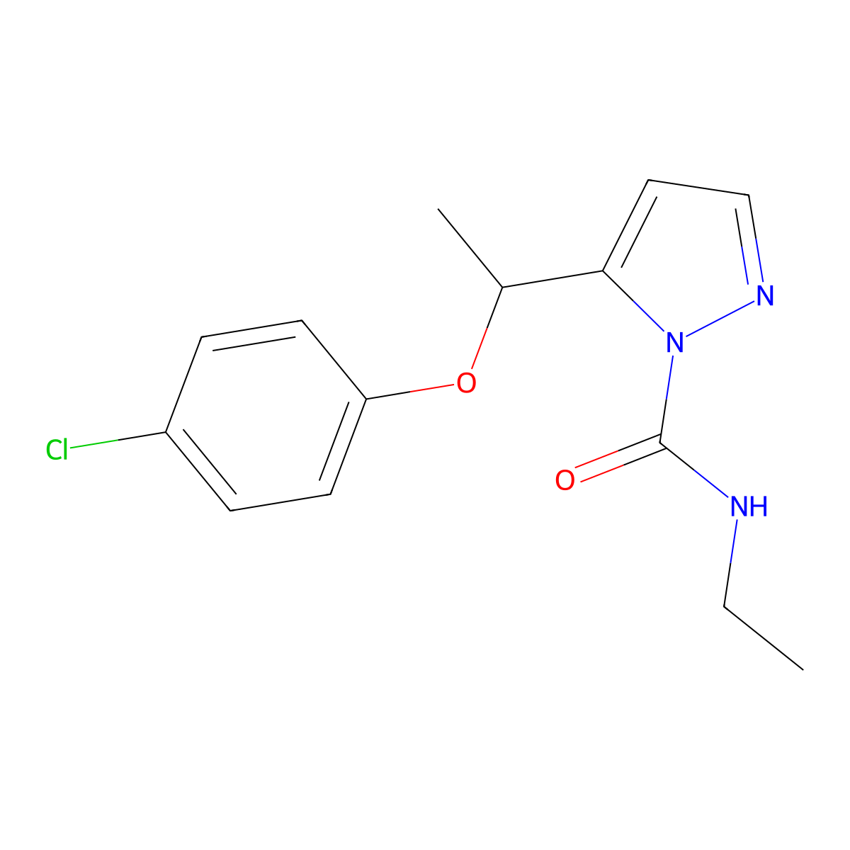 5-(1-(4-Chlorophenoxy)ethyl)-N-ethyl-1H-pyrazole-1-carboxamide molecular structure, CAS 241127-18-4