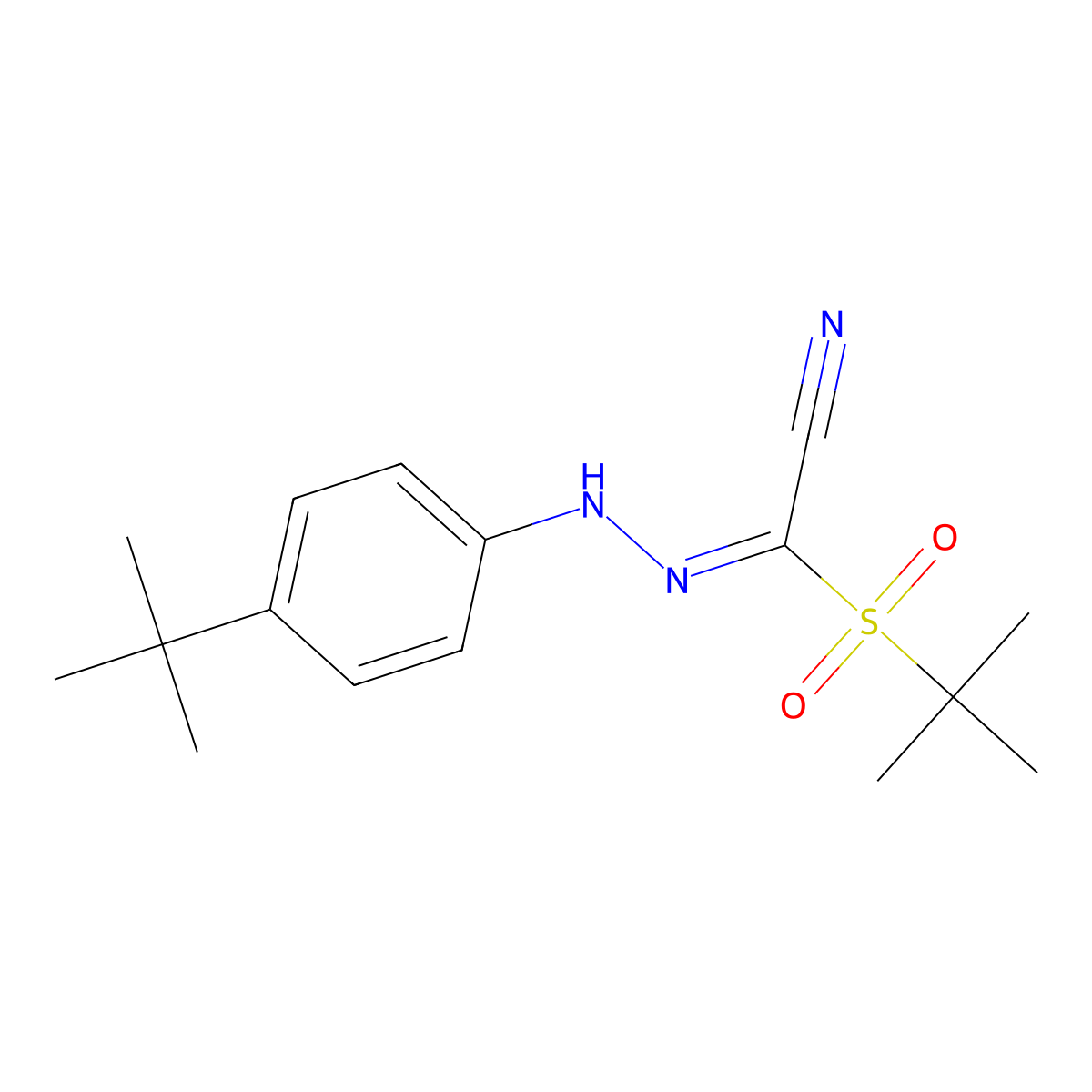2-{2-[4-(Tert-butyl)phenyl]hydrazono}-2-(tert-butylsulfonyl)acetonitrile molecular structure, CAS 241127-22-0