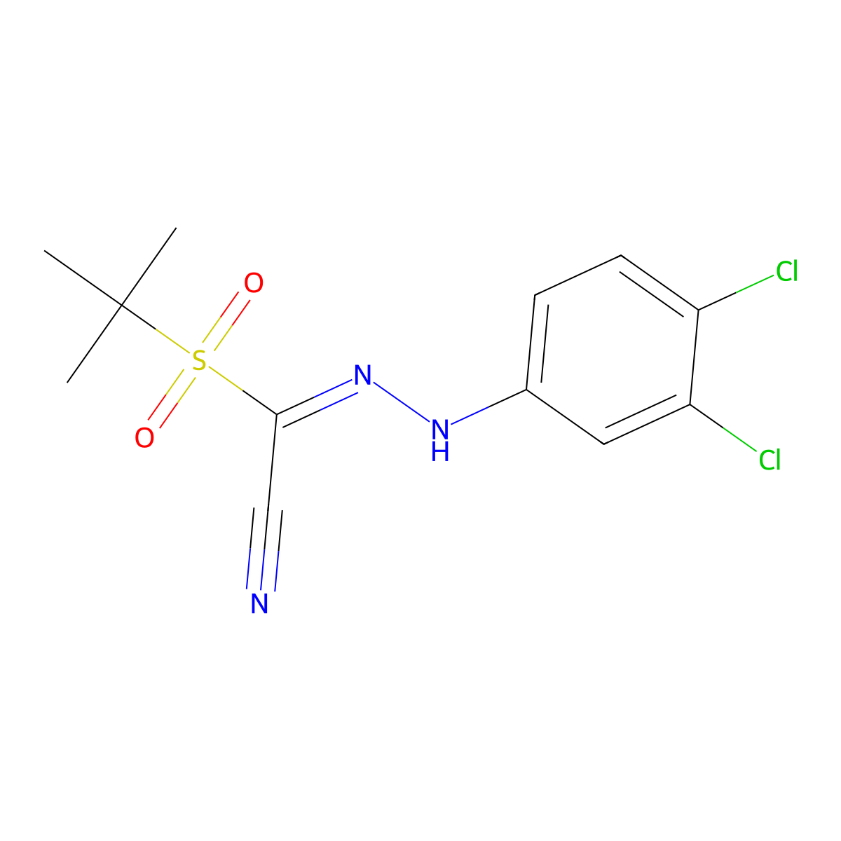 2-(Tert-butylsulfonyl)-2-[2-(3,4-dichlorophenyl)hydrazono]acetonitrile molecular structure, CAS 241127-24-2