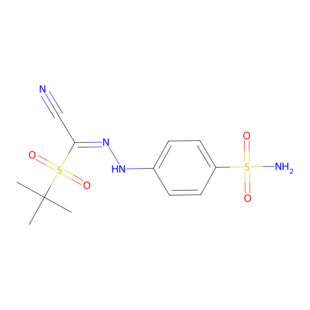 1-tert-butylsulfonyl-N-(4-sulfamoylanilino)methanimidoyl cyanide molecular structure, CAS 241127-25-3