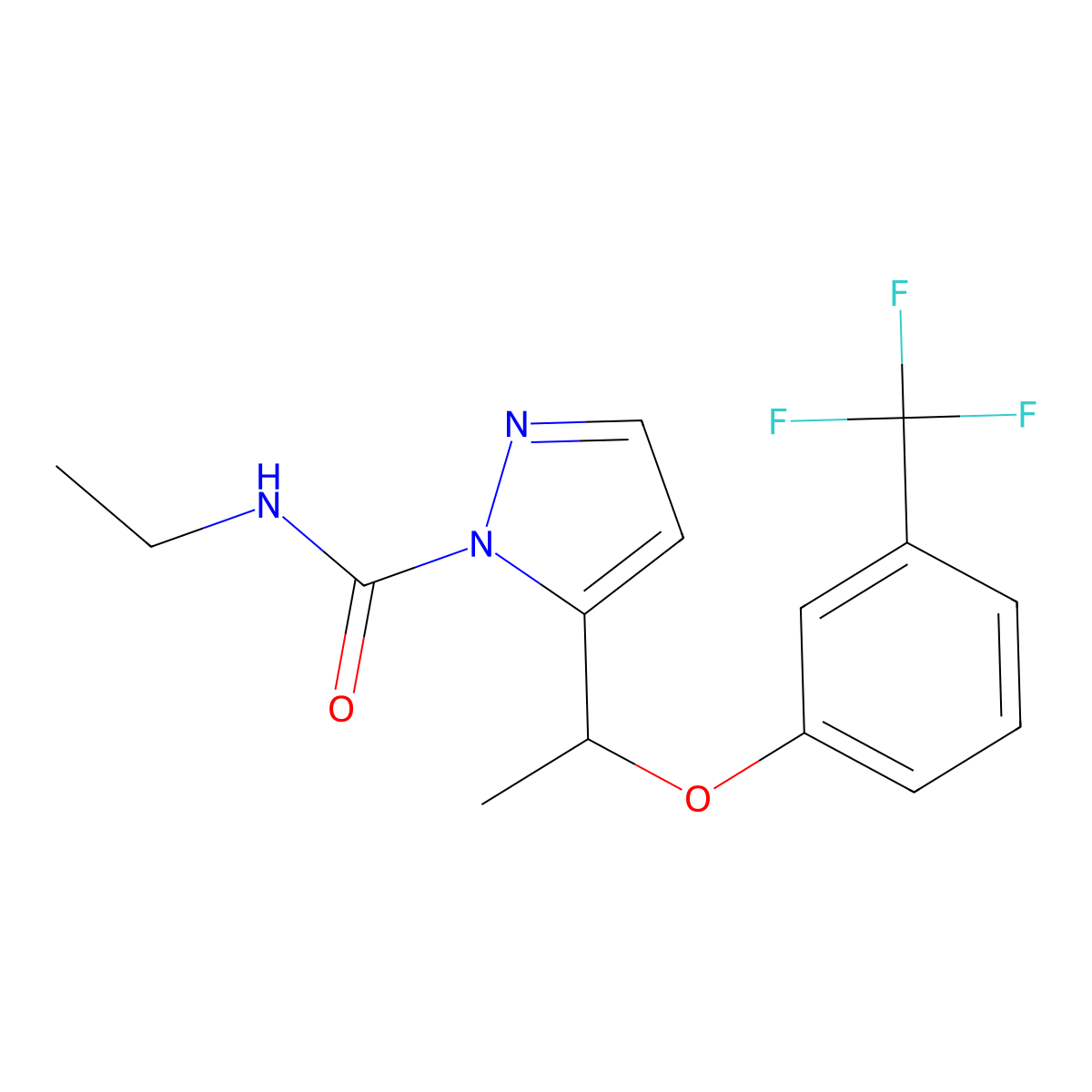 N-Ethyl-5-[1-[3-(trifluoromethyl)phenoxy]ethyl]-1H-pyrazole-1-carboxamide molecular structure, CAS 241127-26-4