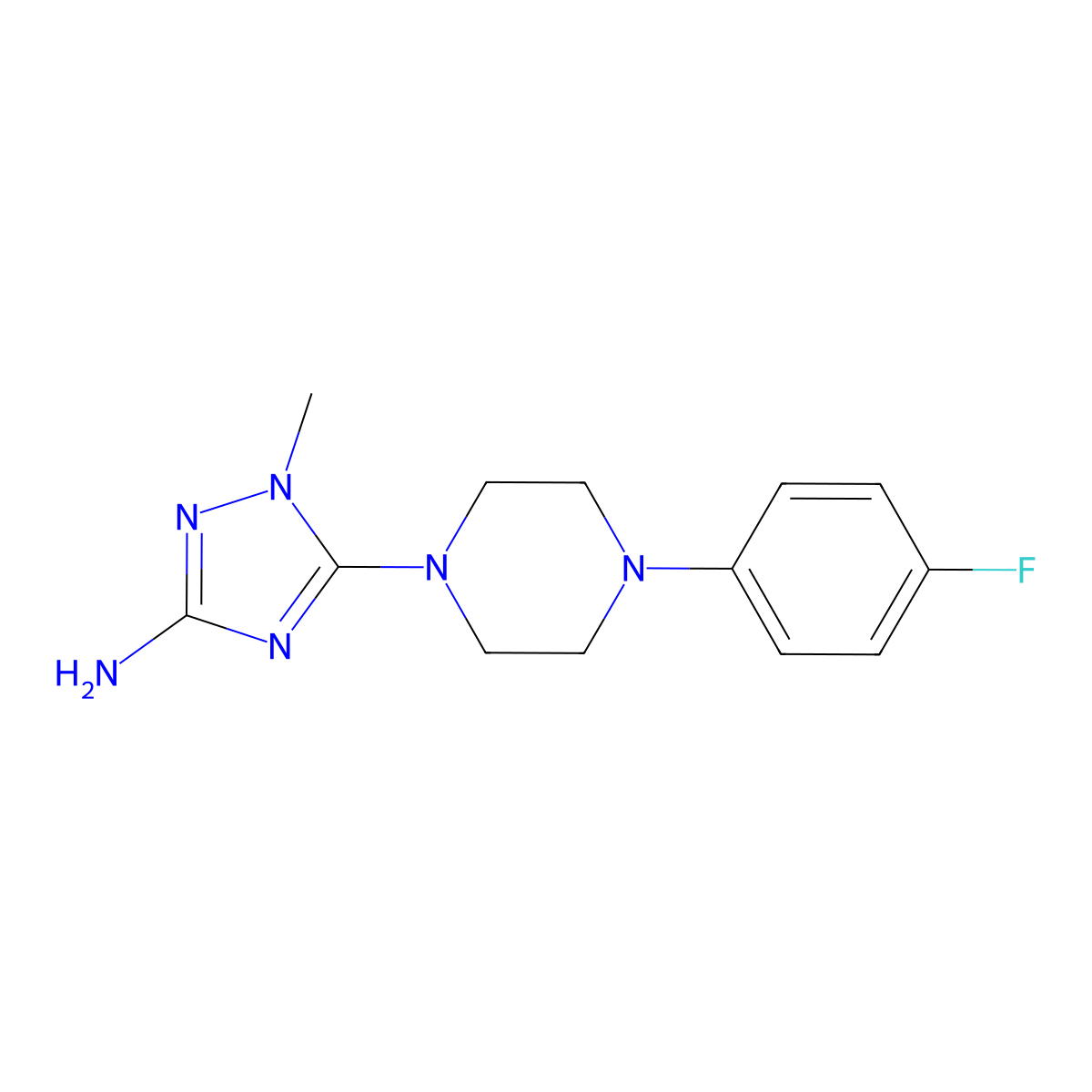 5-[4-(4-fluorophenyl)piperazino]-1-methyl-1H-1,2,4-triazol-3-amine molecular structure, CAS 241127-34-4