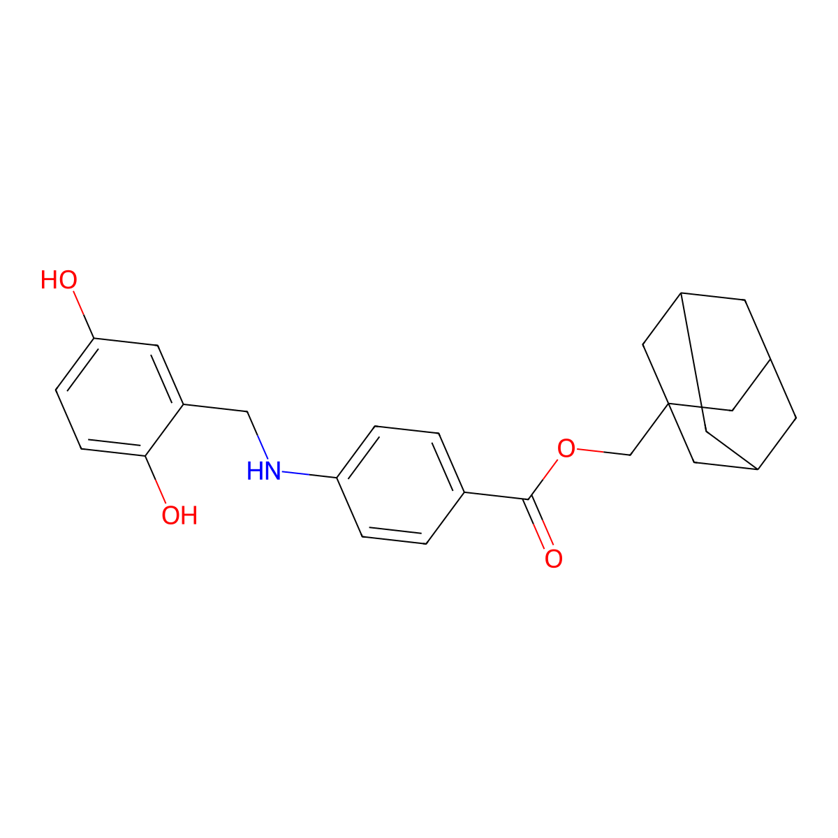 1-Adamantylmethyl 4-((2,5-dihydroxybenzyl)amino)benzoate molecular structure, CAS 241127-79-7