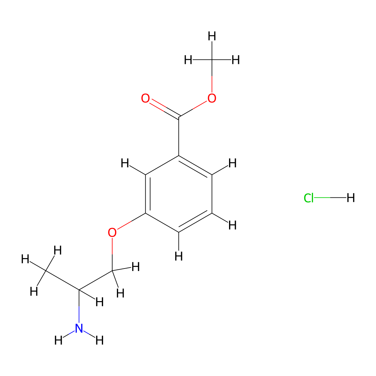Methyl 3-(2-aminopropoxy)benzoate hydrochloride molecular structure, CAS 2411271-25-3