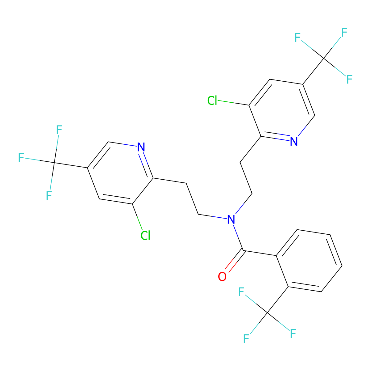 N,N-bis({2-[3-chloro-5-(trifluoromethyl)pyridin-2-yl]ethyl})-2-(trifluoromethyl)benzamide molecular structure, CAS 2411272-13-2