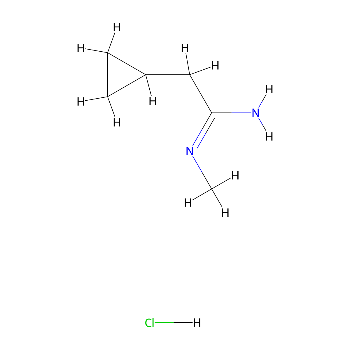 2-cyclopropyl-N-methylethanimidamide hydrochloride molecular structure, CAS 2411276-06-5