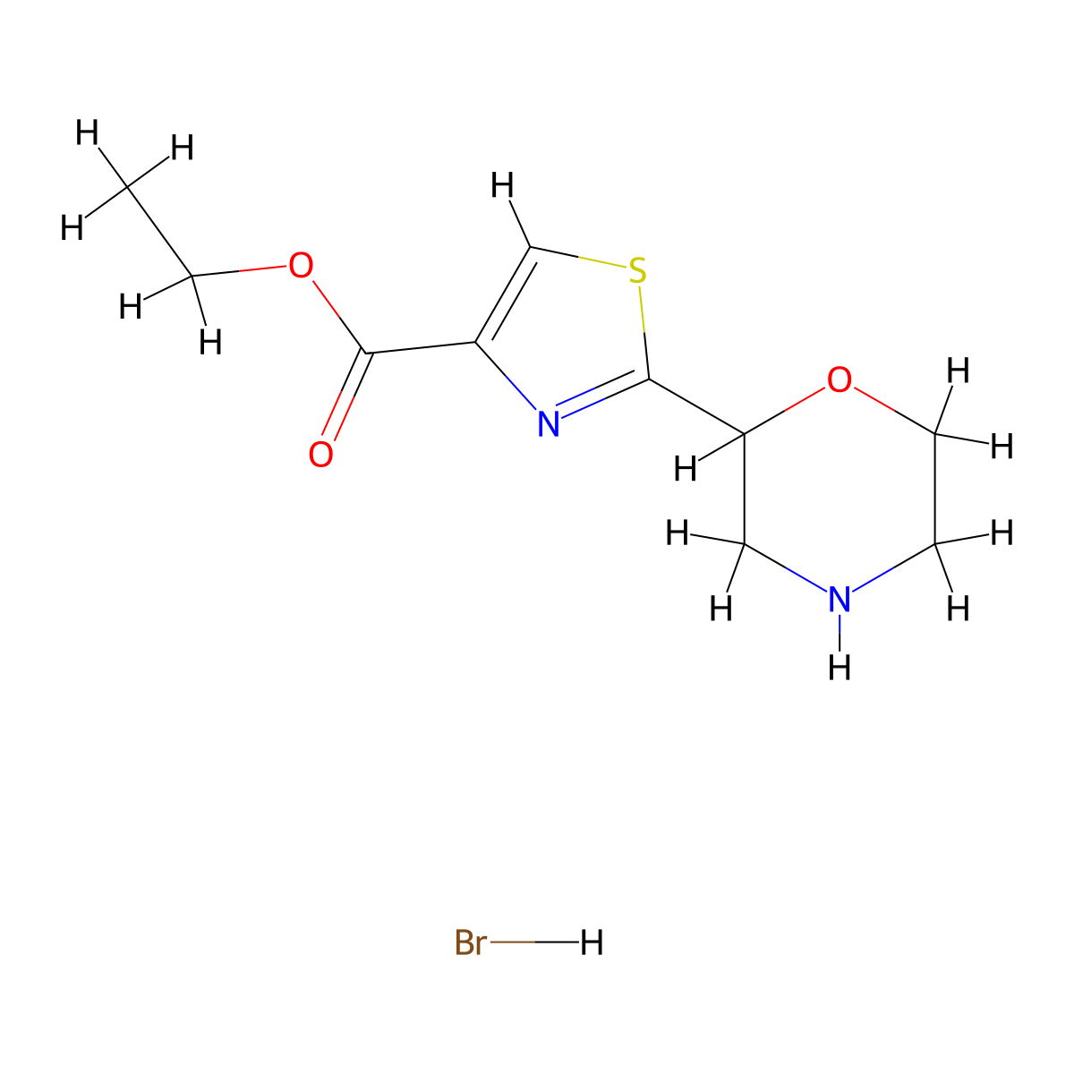 Ethyl 2-(morpholin-2-yl)-1,3-thiazole-4-carboxylate hydrobromide molecular structure, CAS 2411276-13-4