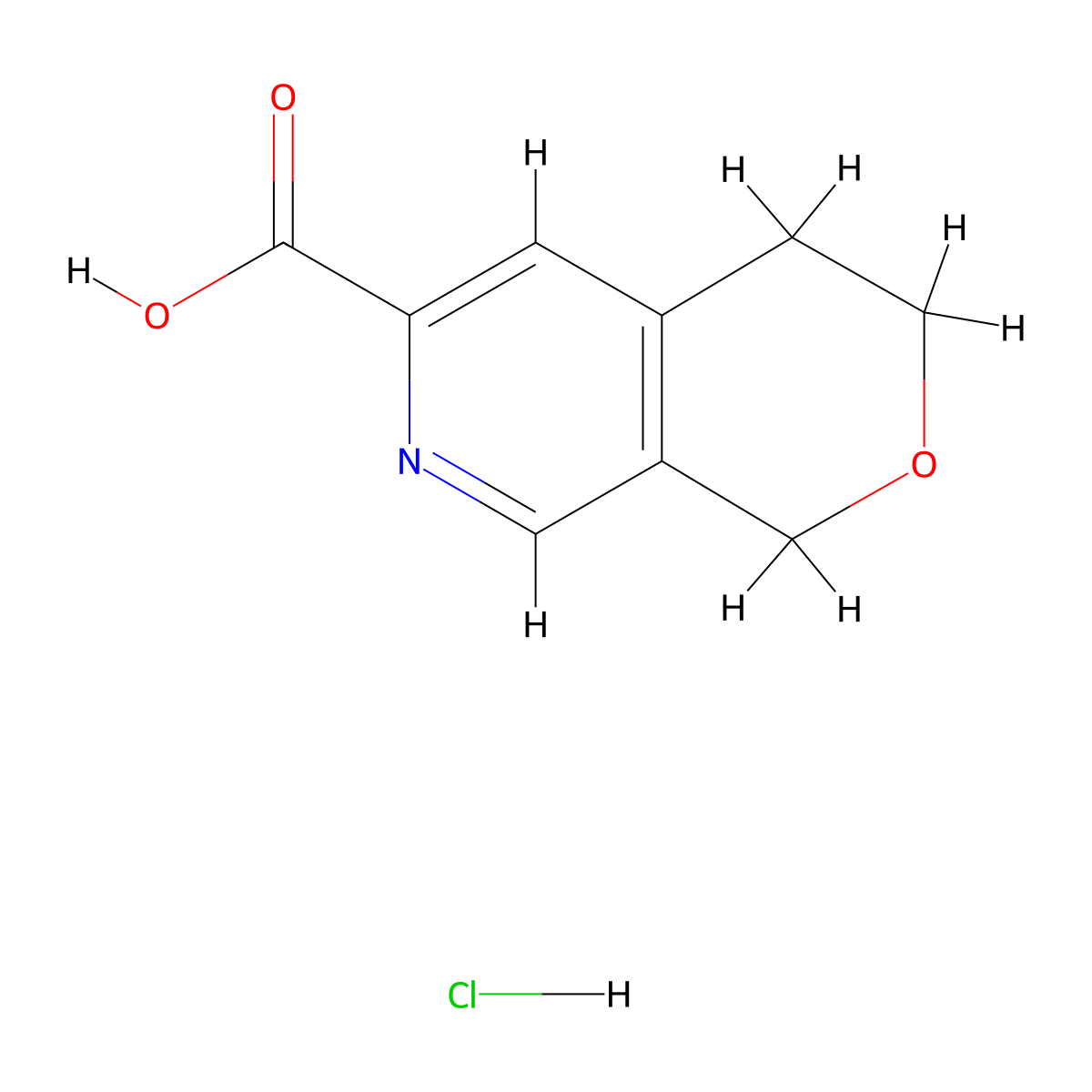 1H,3H,4H-pyrano[3,4-c]pyridine-6-carboxylicacidhydrochloride molecular structure, CAS 2411276-17-8