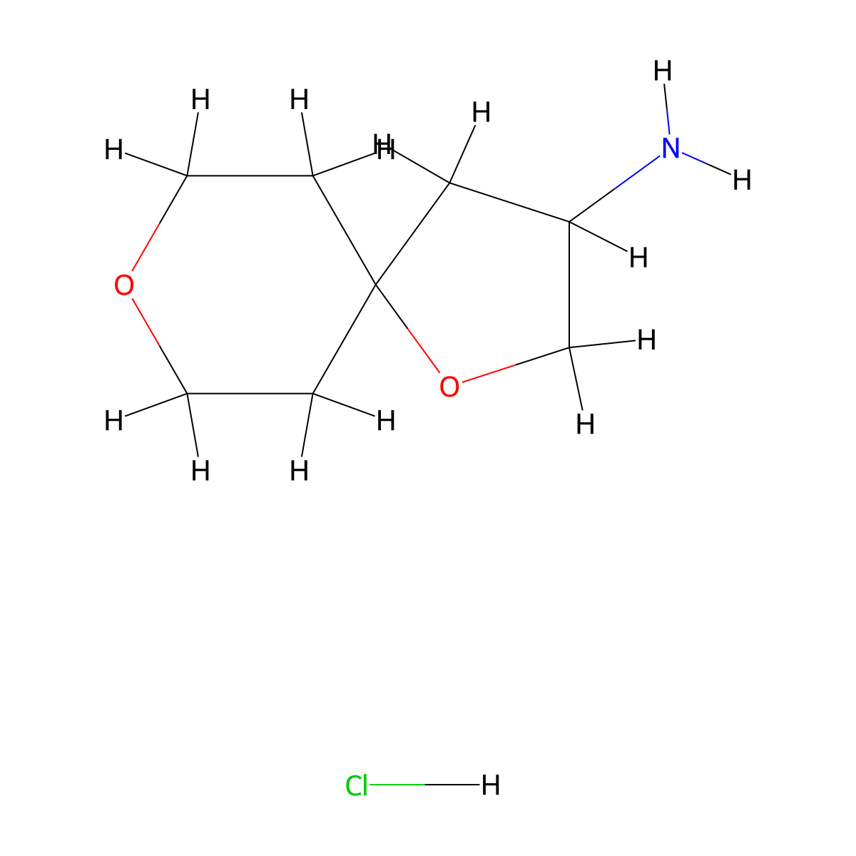 1,8-Dioxaspiro(4.5)decan-3-amine hydrochloride molecular structure, CAS 2411279-28-0