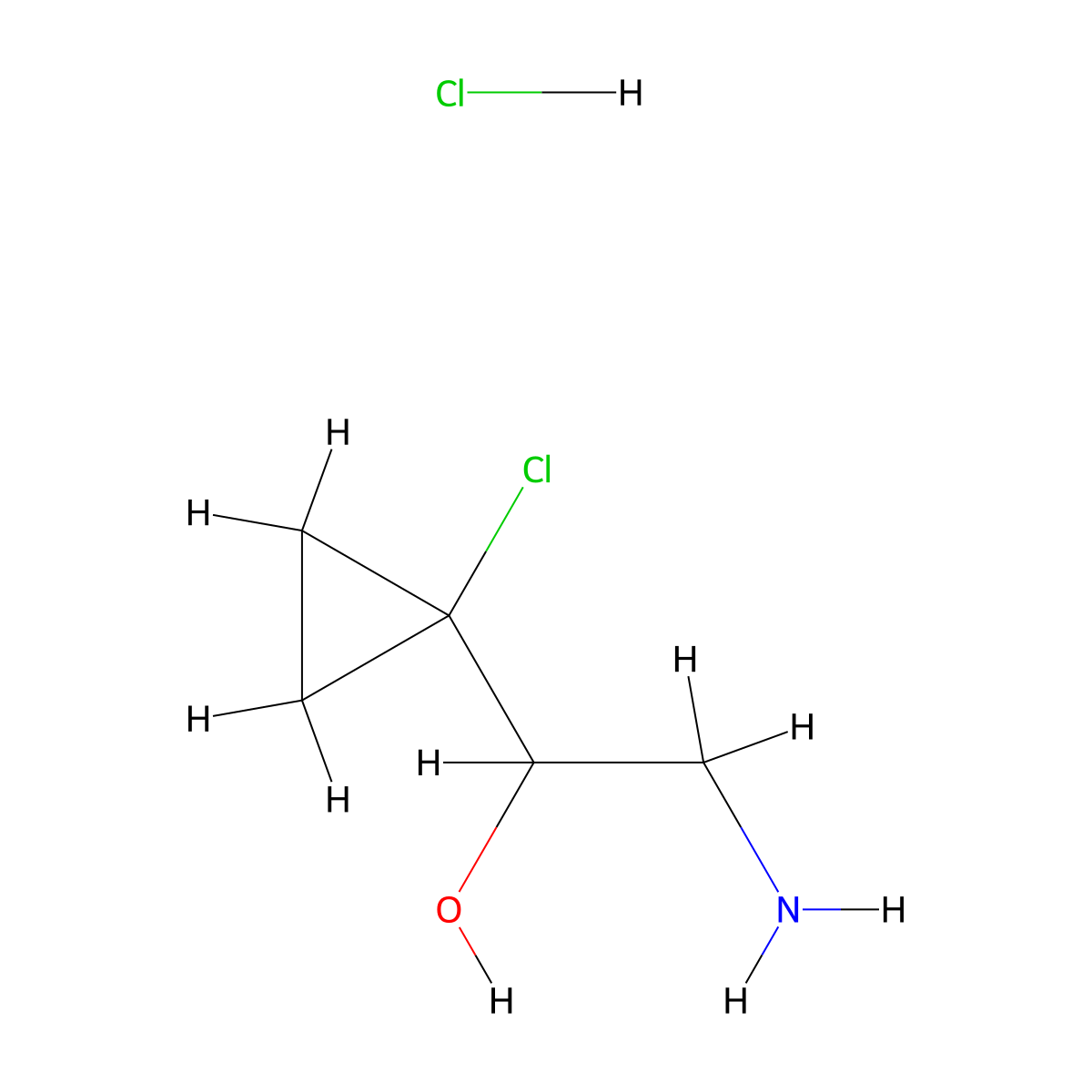 2-Amino-1-(1-chlorocyclopropyl)ethan-1-olhydrochloride molecular structure, CAS 2411279-41-7