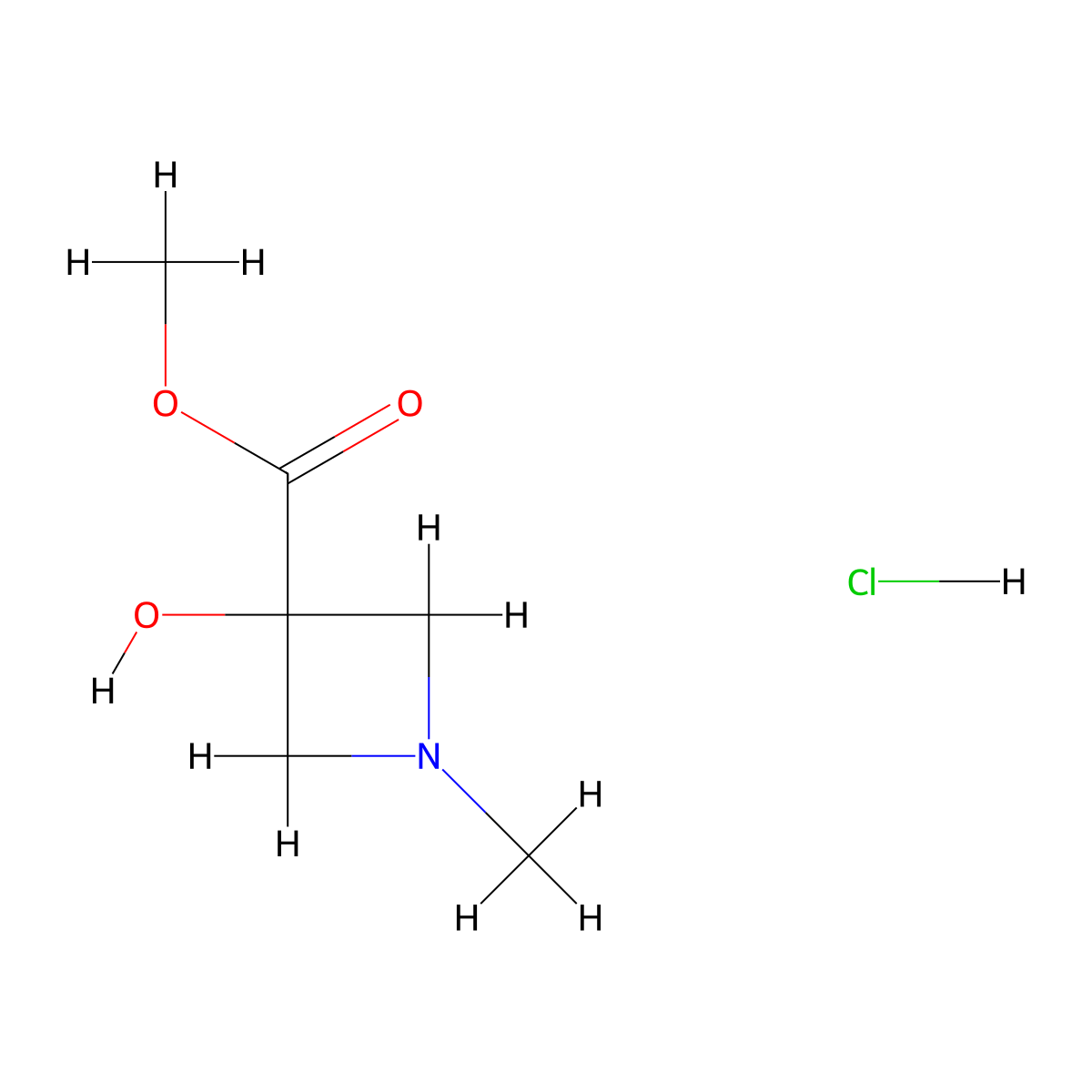 Methyl 3-hydroxy-1-methylazetidine-3-carboxylate hydrochloride molecular structure, CAS 2411279-86-0