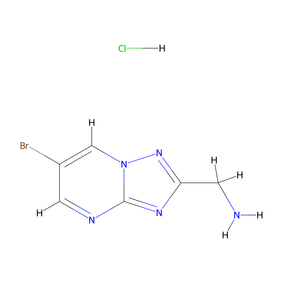(6-Bromo-[1,2,4]triazolo[1,5-a]pyrimidin-2-yl)methanamine;hydrochloride molecular structure, CAS 2411283-31-1