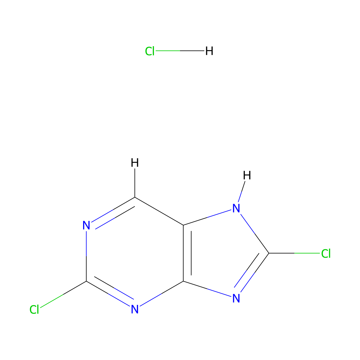 2,8-dichloro-7H-purine hydrochloride molecular structure, CAS 2411284-39-2