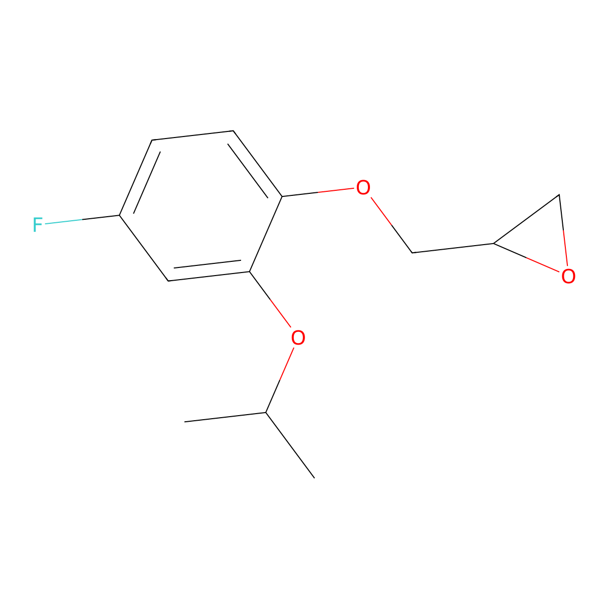2-{[4-Fluoro-2-(propan-2-yloxy)phenoxy]methyl}oxirane molecular structure, CAS 2411284-56-3