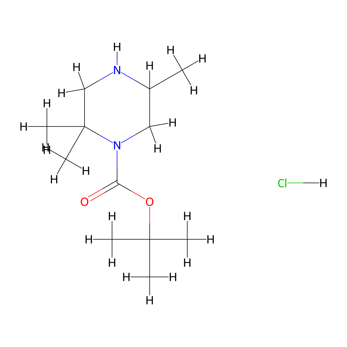 Tert-butyl 2,2,5-trimethylpiperazine-1-carboxylate hydrochloride molecular structure, CAS 2411284-78-9