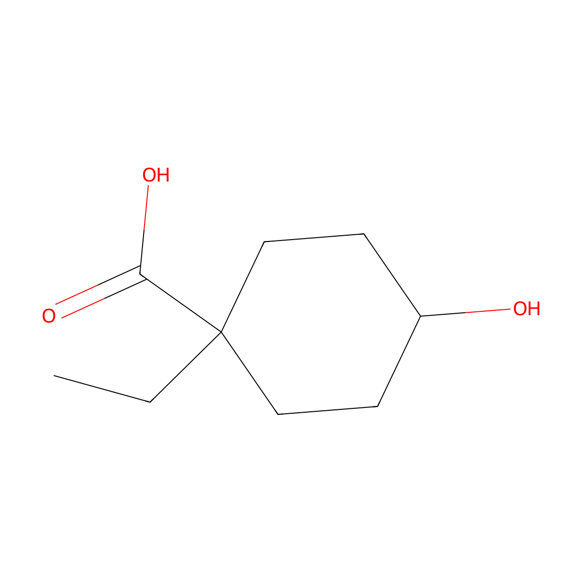 (1s,4r)-1-Ethyl-4-hydroxycyclohexane-1-carboxylic acid molecular structure, CAS 2411285-55-5