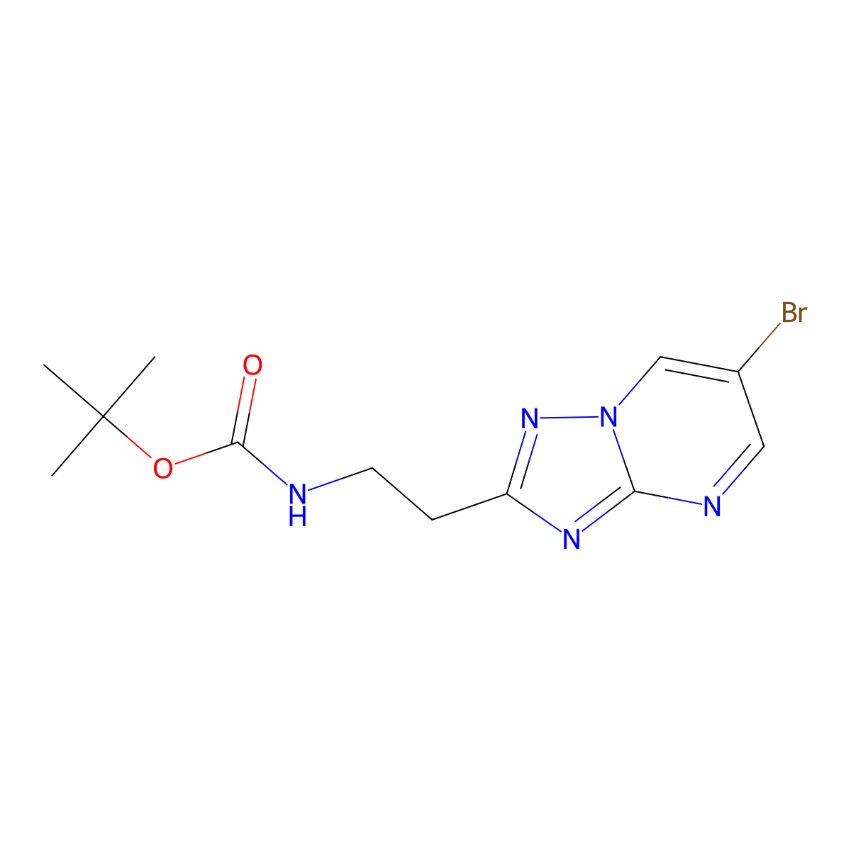 Tert-butyl N-[2-(6-bromo-[1,2,4]triazolo[1,5-a]pyrimidin-2-yl)ethyl]carbamate molecular structure, CAS 2411285-68-0