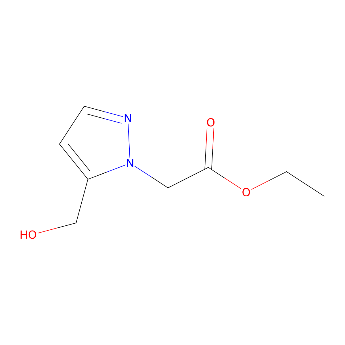 ethyl 2-(5-(hydroxymethyl)-1H-pyrazol-1-yl)acetate molecular structure, CAS 2411286-47-8