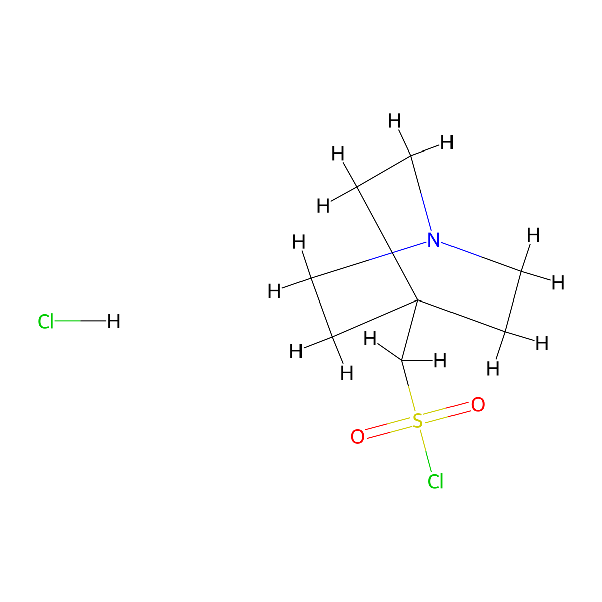 {1-Azabicyclo[2.2.2]octan-4-yl}methanesulfonylchloridehydrochloride molecular structure, CAS 2411287-43-7