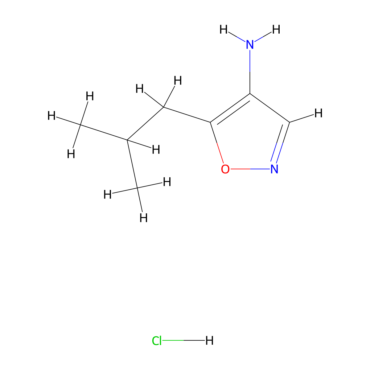 5-(2-Methylpropyl)-1,2-oxazol-4-amine hydrochloride molecular structure, CAS 2411287-46-0