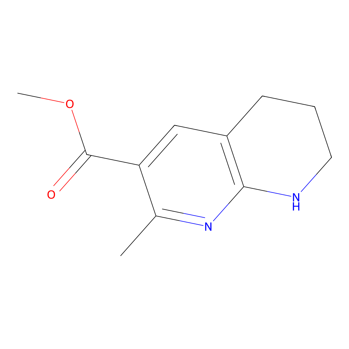 Methyl 2-methyl-5,6,7,8-tetrahydro-1,8-naphthyridine-3-carboxylate molecular structure, CAS 2411288-03-2