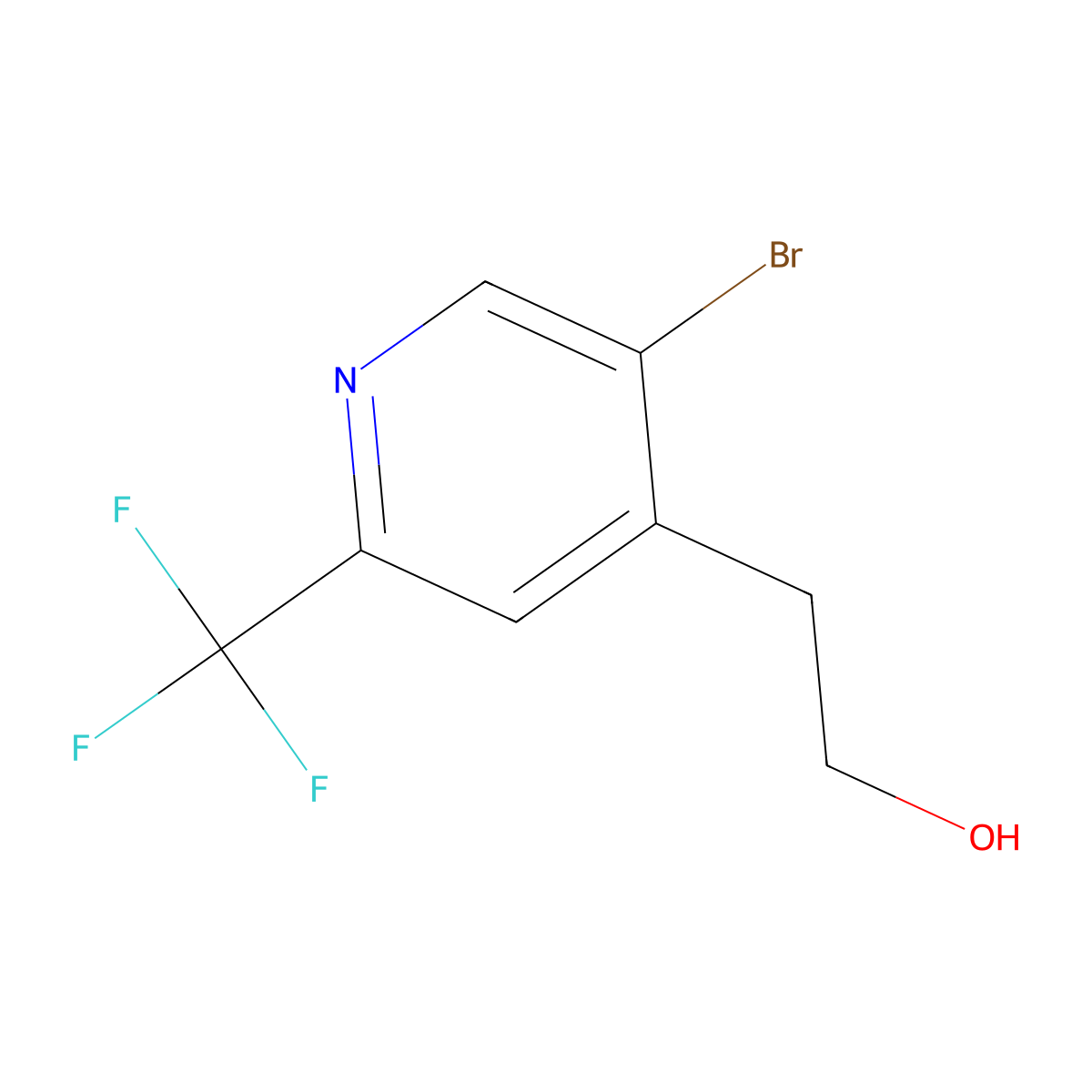 2-[5-Bromo-2-(trifluoromethyl)pyridin-4-yl]ethan-1-ol molecular structure, CAS 2411288-30-5