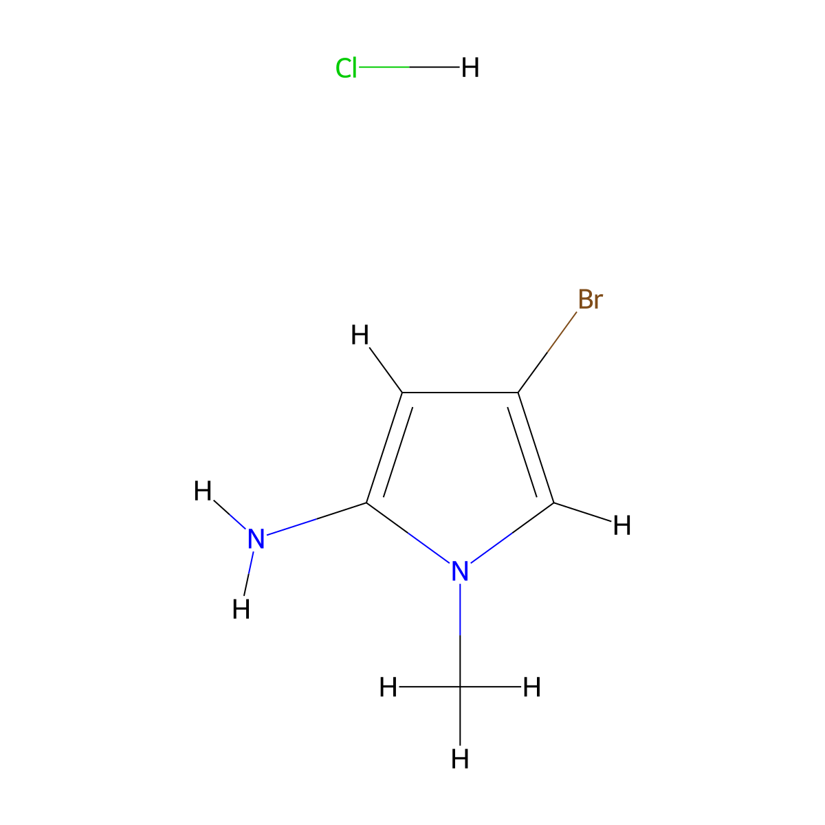 4-bromo-1-methyl-1H-pyrrol-2-amine hydrochloride molecular structure, CAS 2411288-87-2