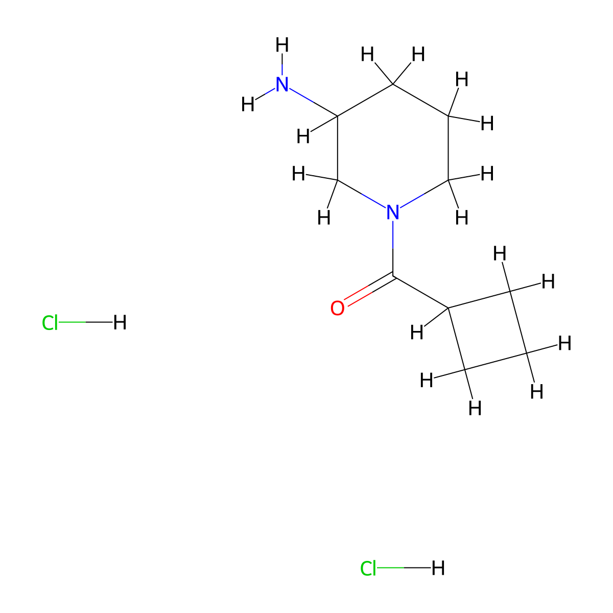 1-Cyclobutanecarbonylpiperidin-3-amine dihydrochloride molecular structure, CAS 2411289-52-4